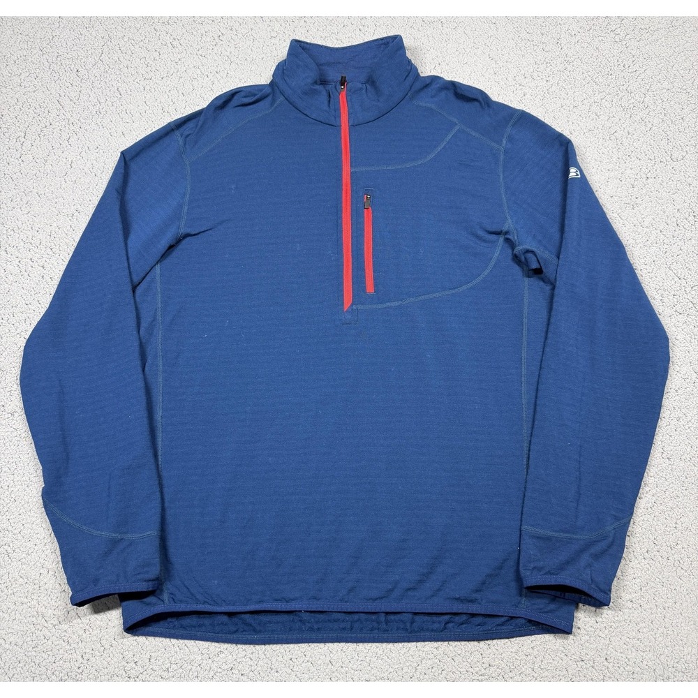 Icebreaker Merino GT‎ Pullover Mens XL Blue 1/4 Zip Long Sleeve Wool Hiking Top